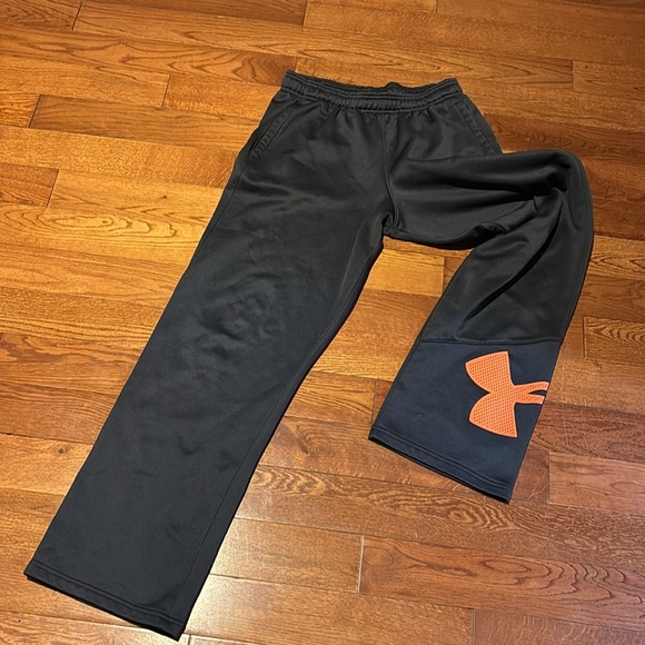 Under armour Loose Coupe fleece  grey logo jogger pants Sz S - Picture 1 of 11